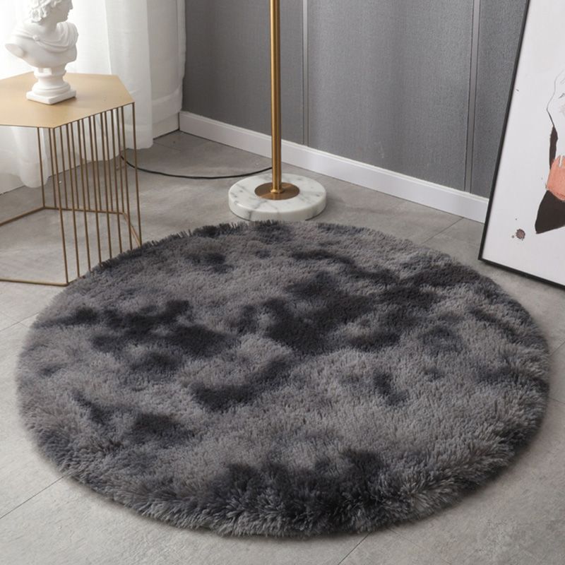 Round Plain Area Rug Polyester Shag Carpet Pet Friendly Rug for Home Decoration