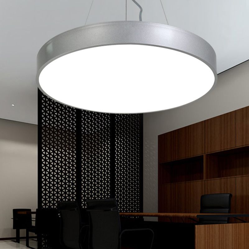 12 "/16" /23.5 "Lámpara de colgante circular de plata de ancho Lámpara de techo colgante de metal LED moderno