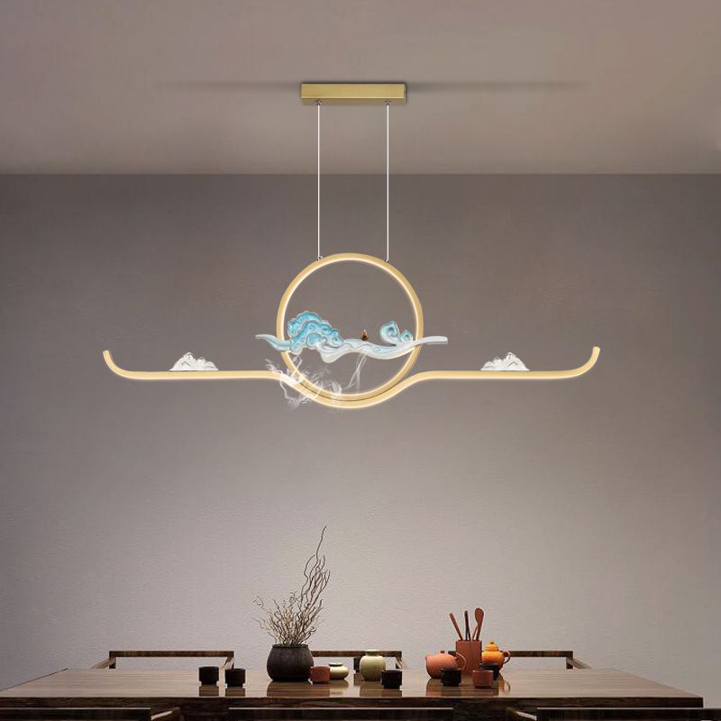 Linear Shape Island Lights Contemporary Style Metal 2 Light Pendant Lighting Fixtures