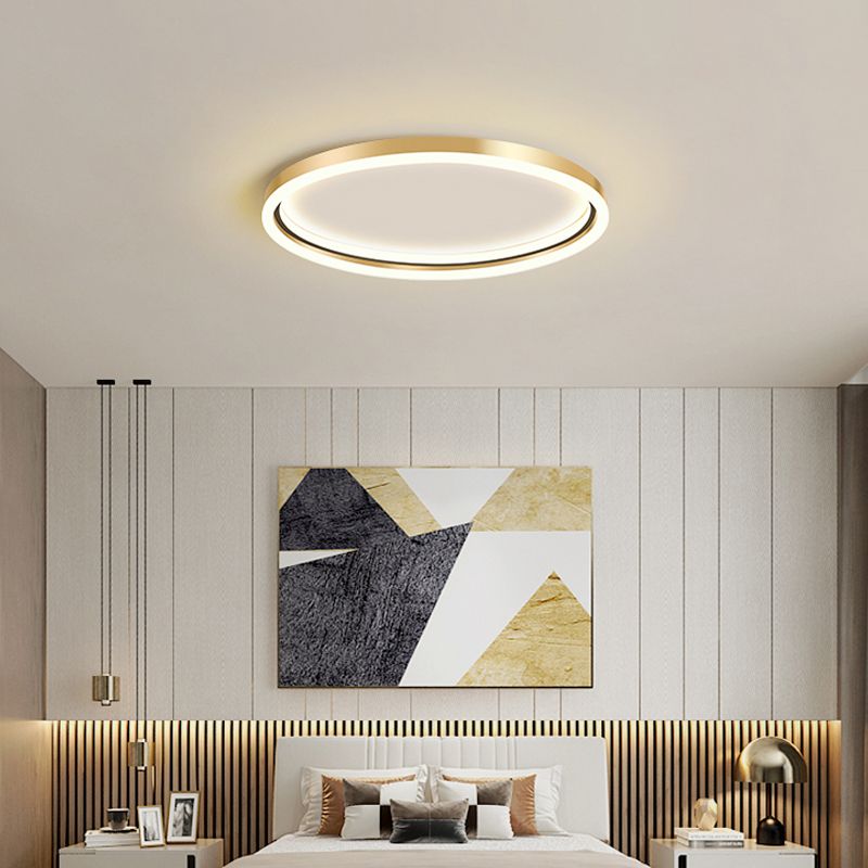 Aluminum Ring Ceiling Flush Mount Light Simplicity Golden LED Flush Mounted Lamp for Bedroom