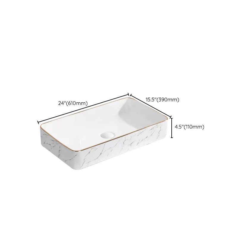 Contemporary Bathroom Sink with Pop-Up Drain Porcelain Oval-Shape Vessel Bathroom Sink