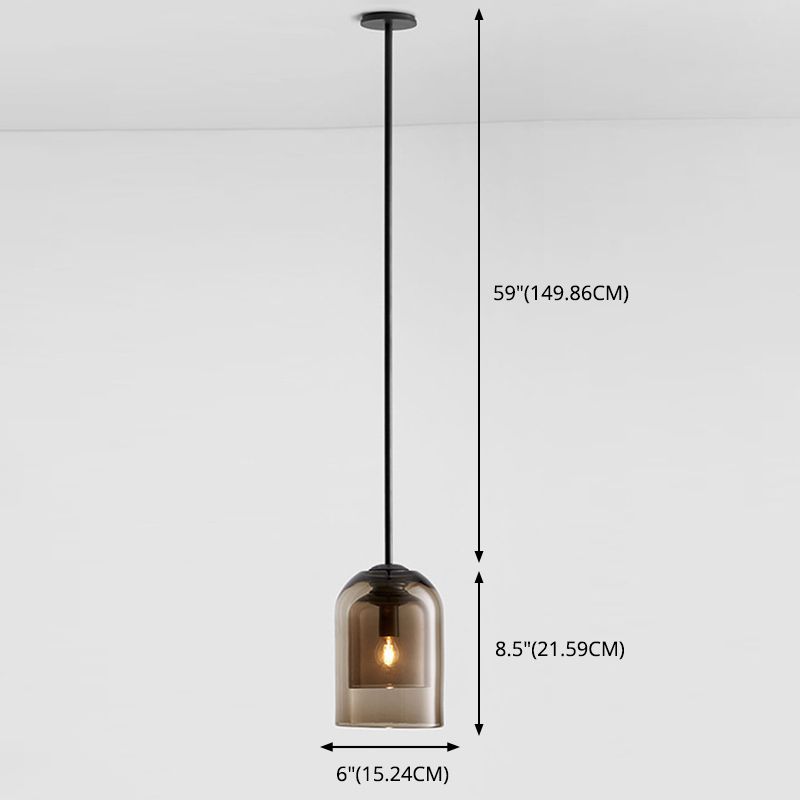 Luz de techo colgante de dormitorio kit de lámpara colgante de estilo ámbar moderno con tono de vidrio de campana