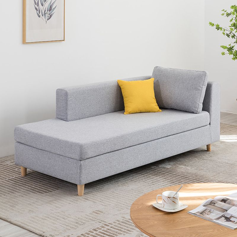 Wood One Armed Scandinavian Chaise Square Arms with Legs for Living Room
