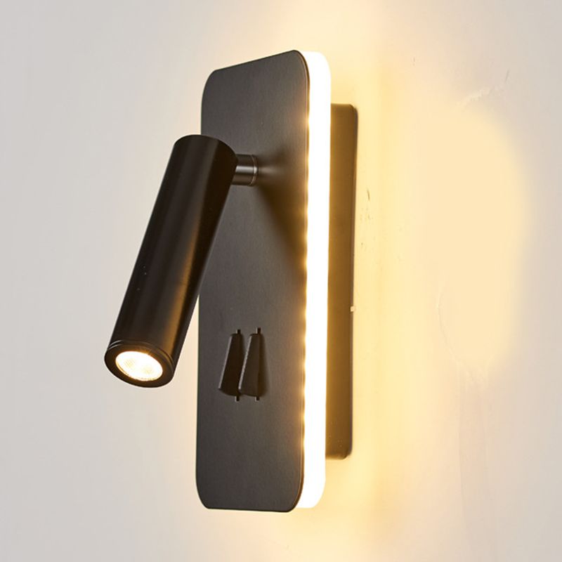 Luces de 2 luces rectangulares apliques de pared moderna luces de lectura montadas en la pared de metal