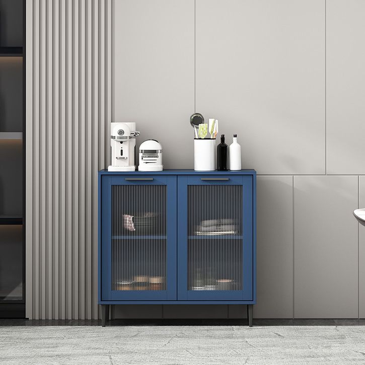Glass Door Wood Sideboard Modern Server Cabinet with Storage for Living Room