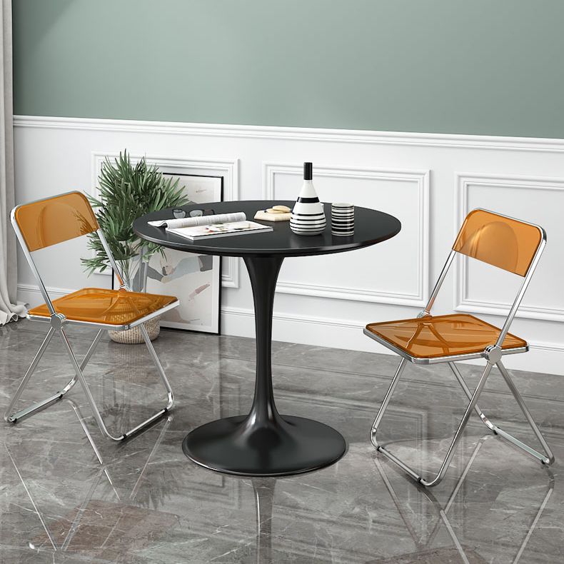 Minimalist White and Black Round Table with Tulip Style for 4 Person