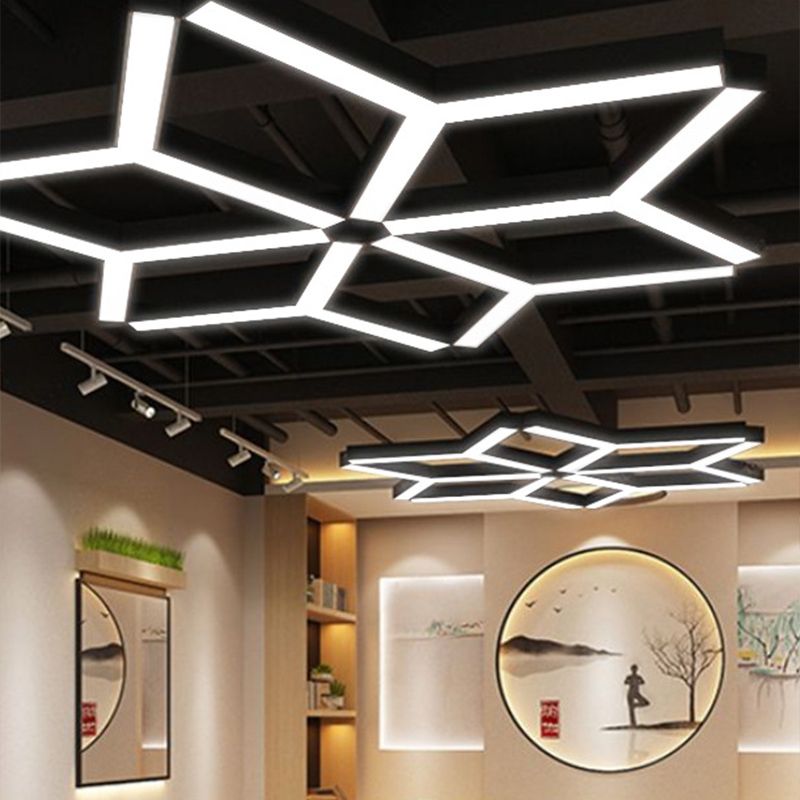 Y Shaped Acrylic Suspension Lamp Modern Black LED Pendant Light for Conference Room