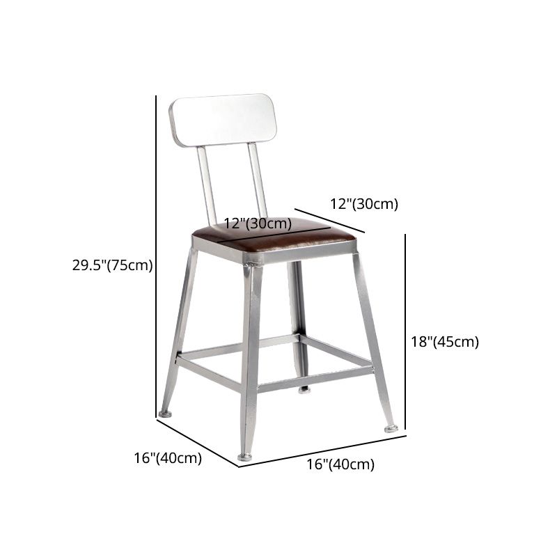 Industrial Coffee Shop Footrest Stools Silver Iron Bar Stool