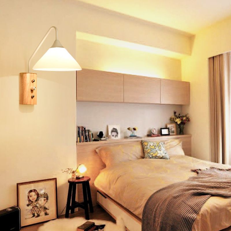 Modern Simplicity Cone Wall Lamps Opal Glass Wall Lighting Fixtures for Restaurant