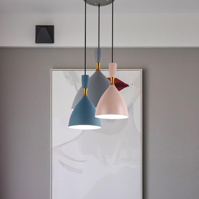 Macaron Style 1-Bulb Pendant Pendant Metal Teardrop en forme de lumière suspendue pour salle à manger