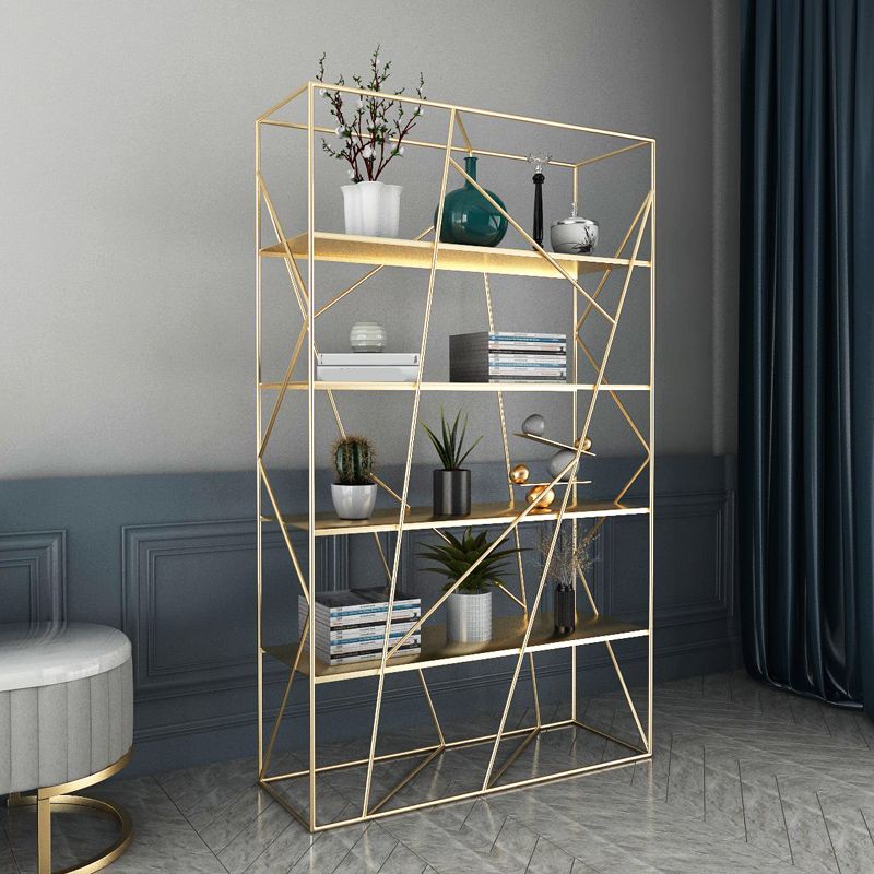 Industrial Etagere Bookcase Metal 4 Shelves Open Back Bookshelf