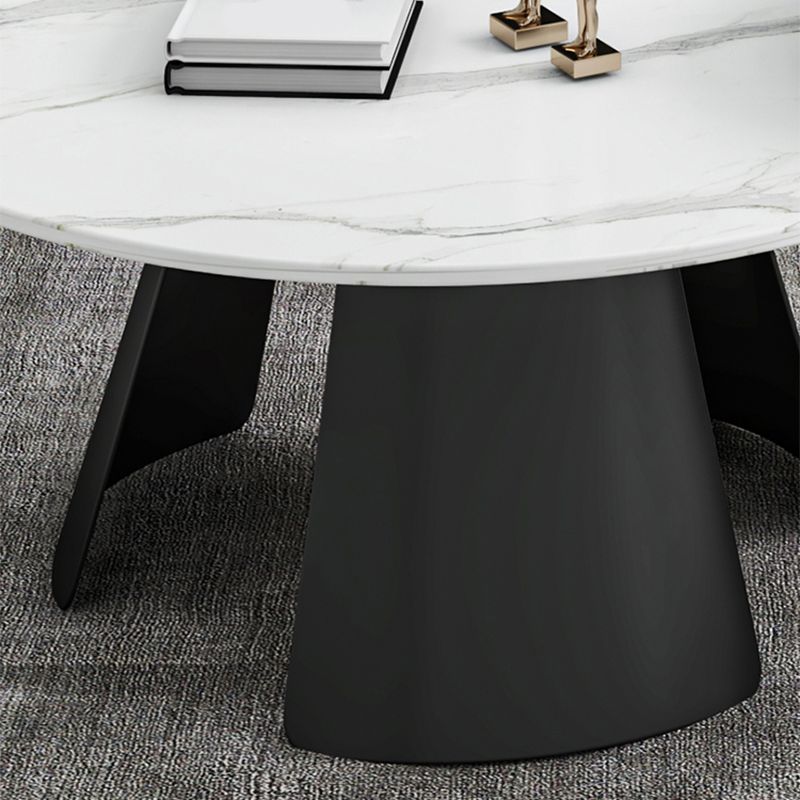White Round Coffee Table Slate Coffee Table Set with Black Legs