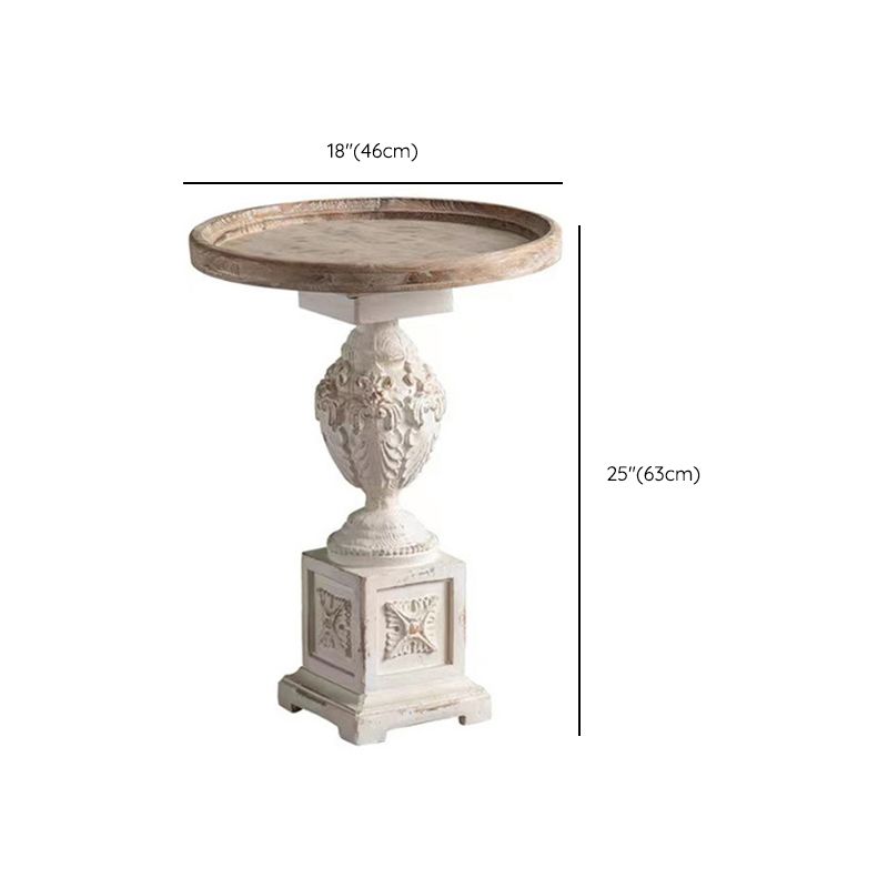 Round Pedestal Side Table French Rustic Side End Snack Table
