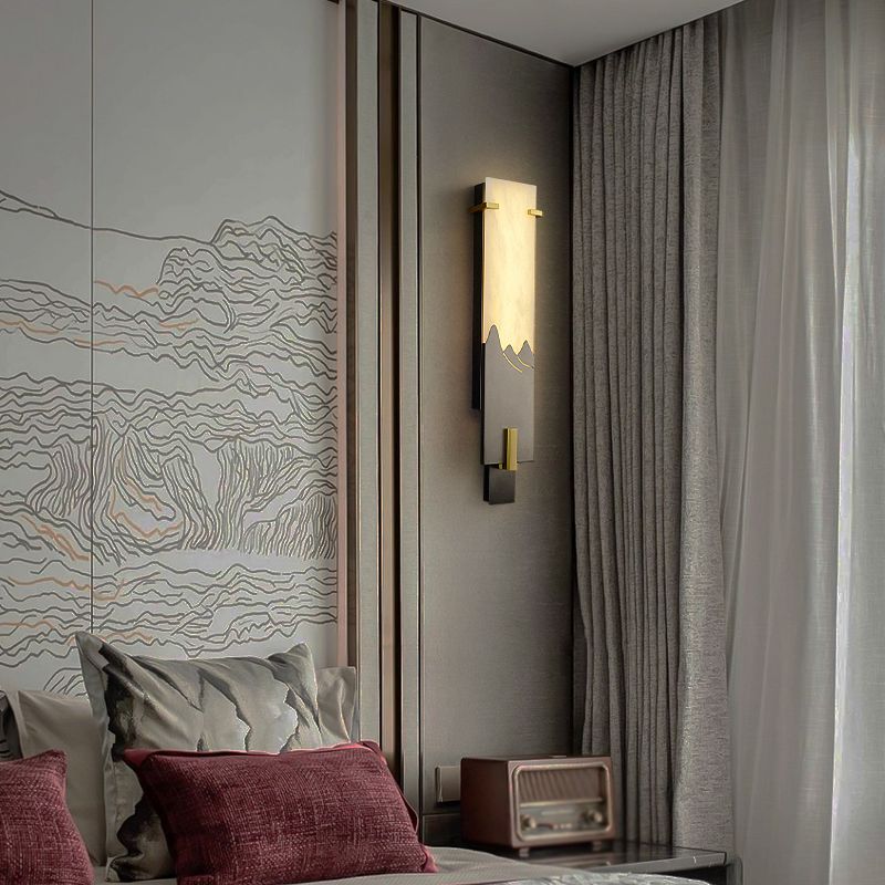 Modern Style Wall Lamp LED Wall Mount Lamp with Stone Shade for Bedroom