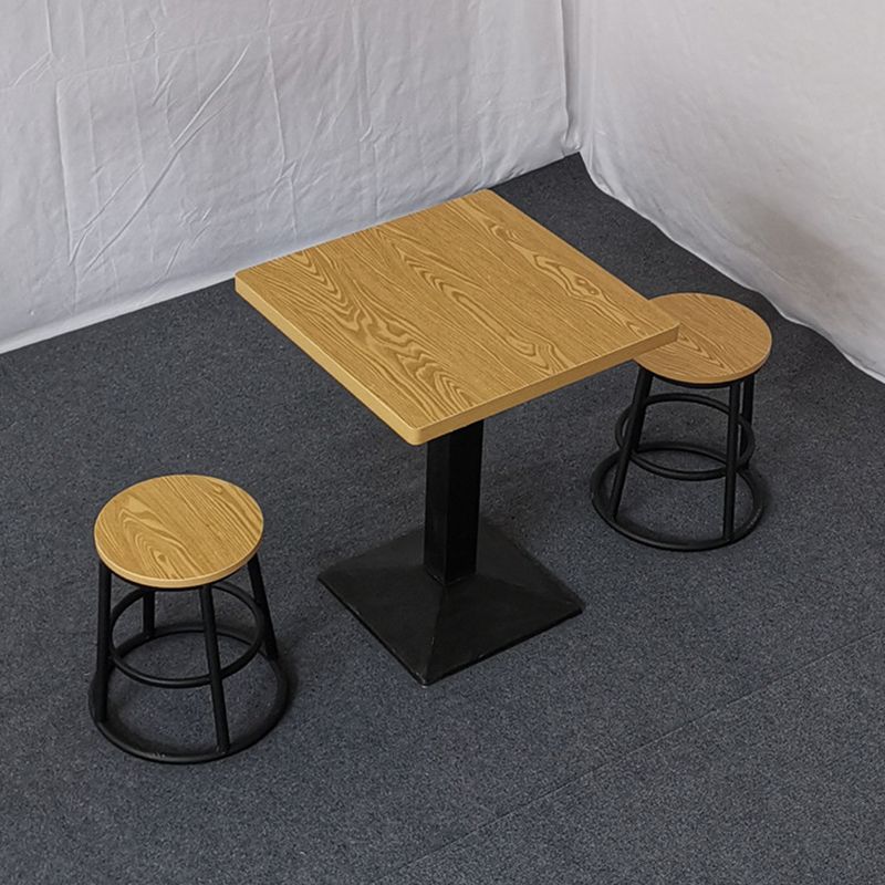 Modern Manufactured Wood Top Black Metal Pedestal Dining Table