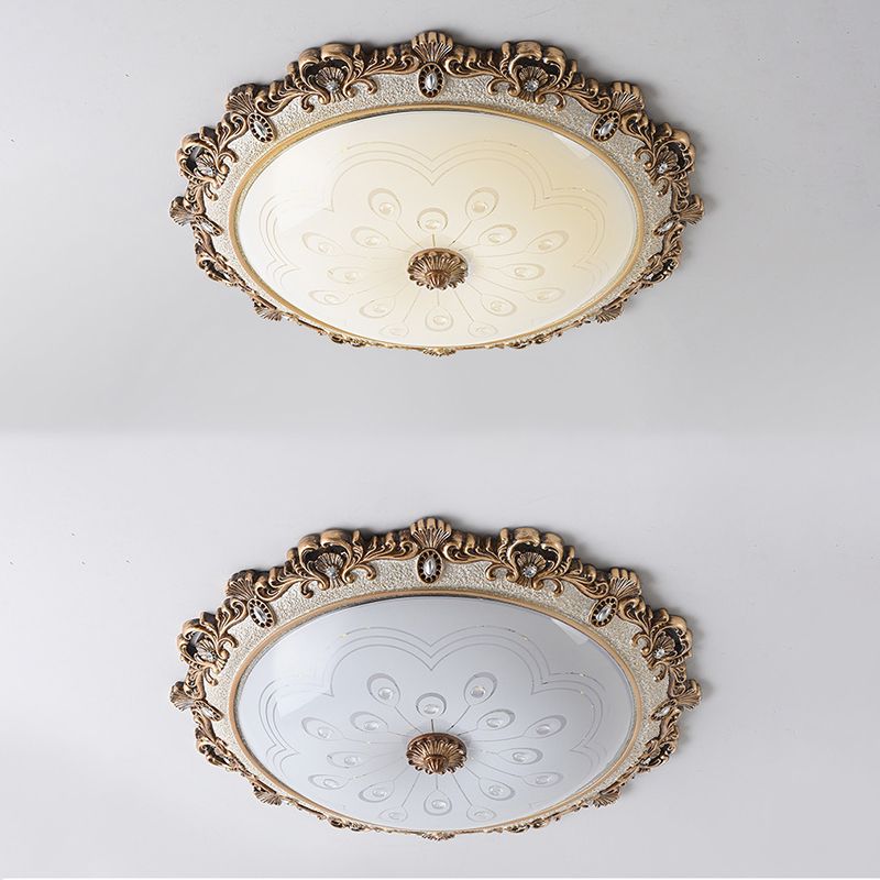 Lámpara LED retro tradicional de estilo simple, lámpara de montaje empotrado con pantalla de vidrio para sala de estar