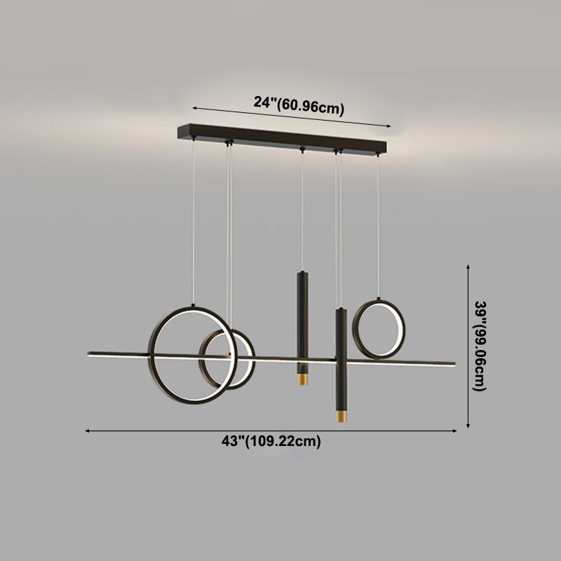 Modern Metal LED Island Lighting Fixtures Linear Chandelier Lamp for Dining Room