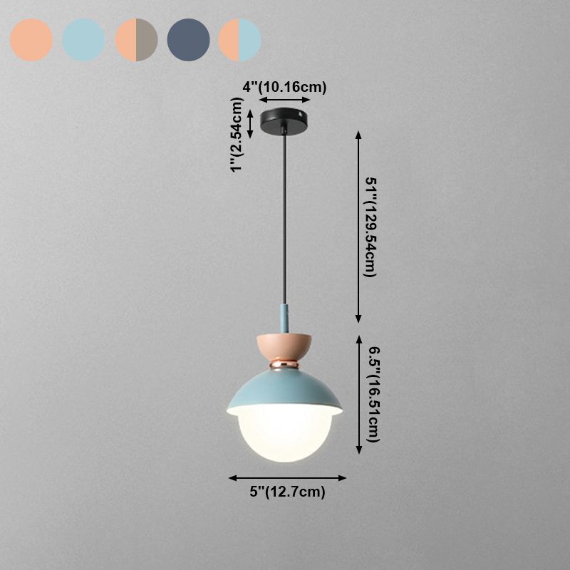Pendre de chevet de chevet à un seul bulbe Style de macaron petite lumière suspendue avec une teinte en verre