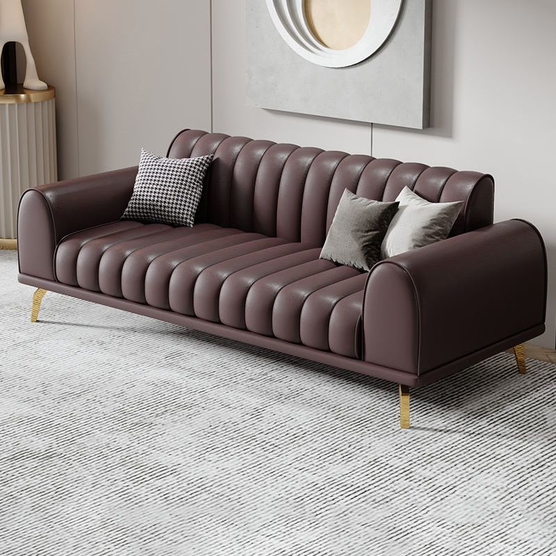 Modern Rolled Arm Sofa Standard Sofa with Sewn Pillow Back for Living Room