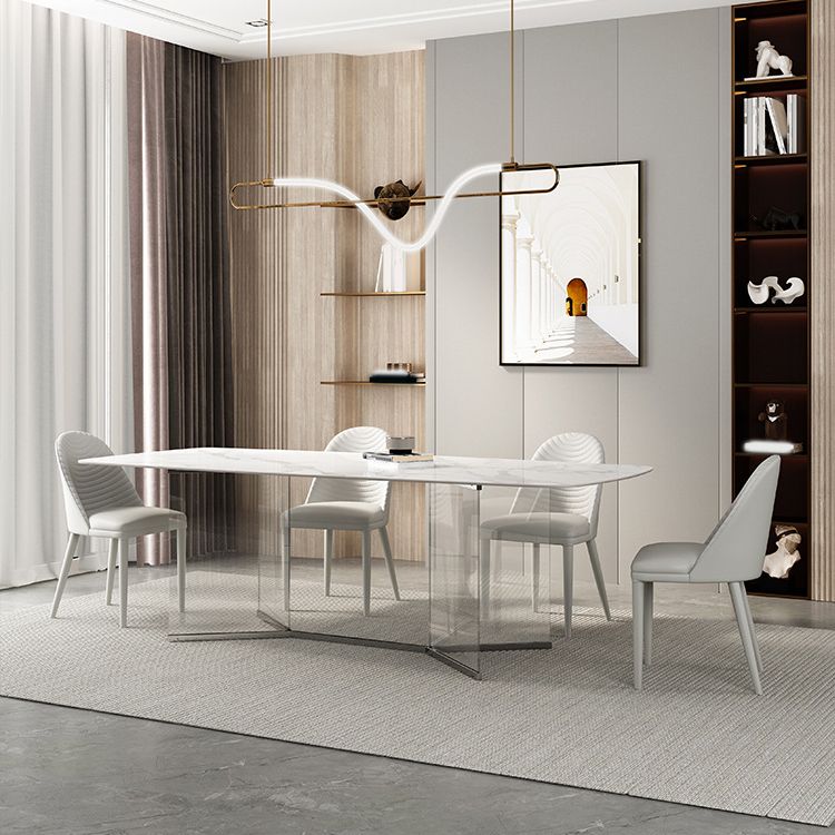 Contemporary Rectangle Sintered Stone Dining Table Set 1/3/4/5/6 Pieces Dining Set