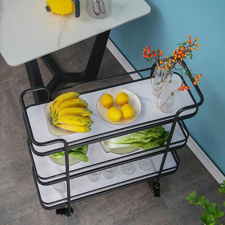 Modern Rolling Prep Table Metal Rectangular Prep Table for Home Use