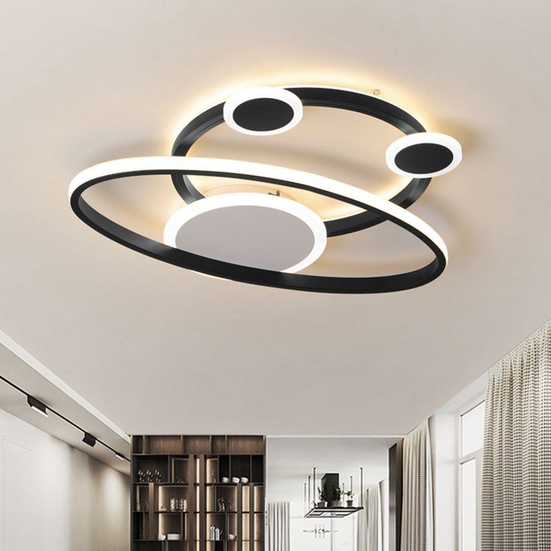 16.5 "/20.5" W Oval Ring Unterputze Licht Modernist Acryl LED-Schlafzimmer nah an Deckenlampe in Schwarz, Warm/Weißes Licht
