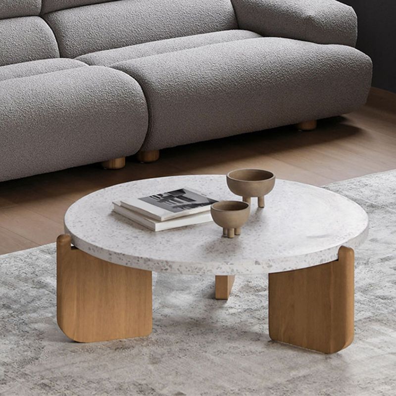 French Country Round Cocktail Table Wood 3 Legs Coffee Table