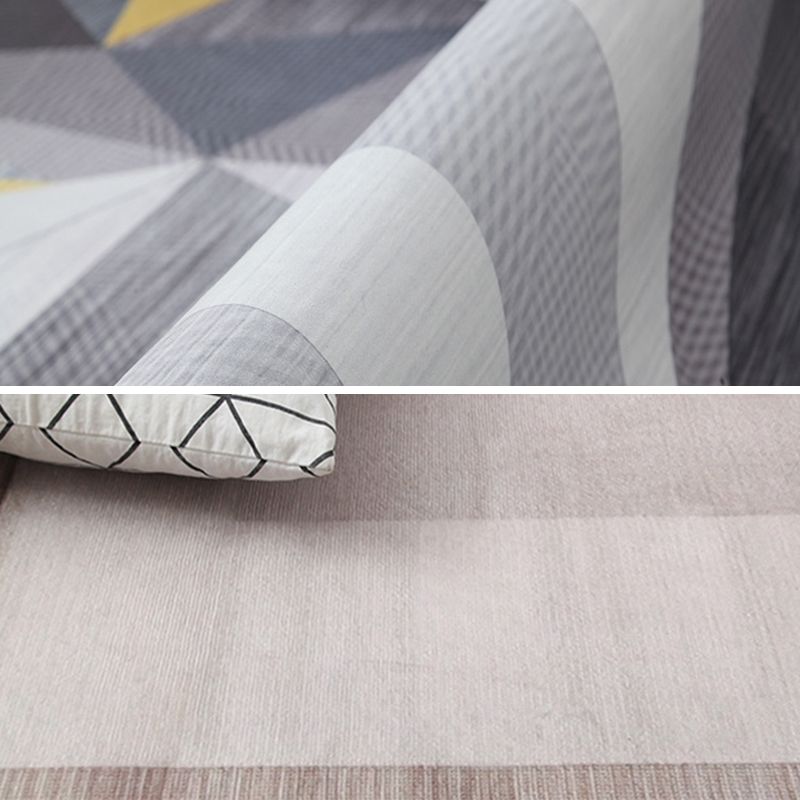 Marble Print Area Rug Polyester Contemporary Carpet Non-Slip Backing Rug for Living Room