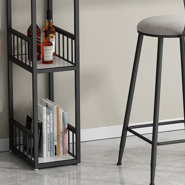 Glam Bar Pub Table Set 1/3 Pcs Stone Top Bar Table with Upholstered Stools