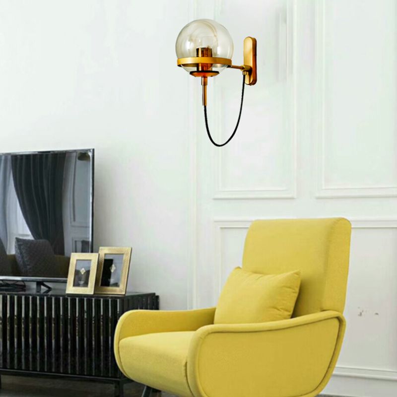 Spherical Wall Lighting Fixture Minimalist Style Glass Bedroom Wall Mount Light Fixture