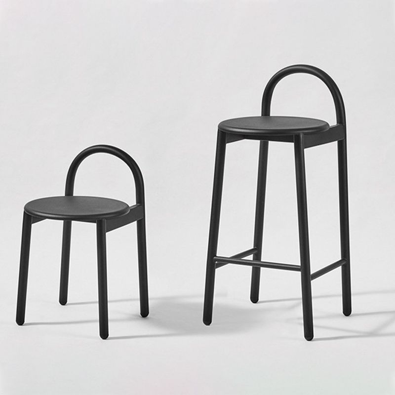 Contemporary Armless Dining Stools Solid Wood Bar Stools with Footrest