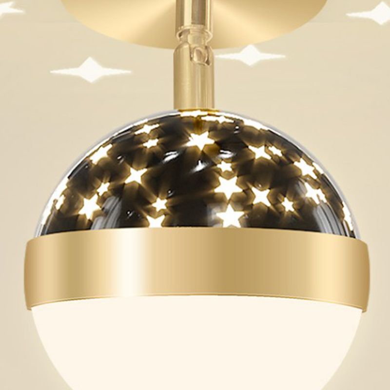 LED Modern Metal Flush Mount Ball Shape Ceiling Light with Plastic Shade for Living Room