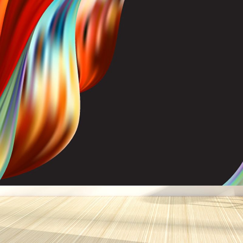 Curvy Ribbons Mural Wallpaper Dark Color Modernist Wall Covering for Accent Wall