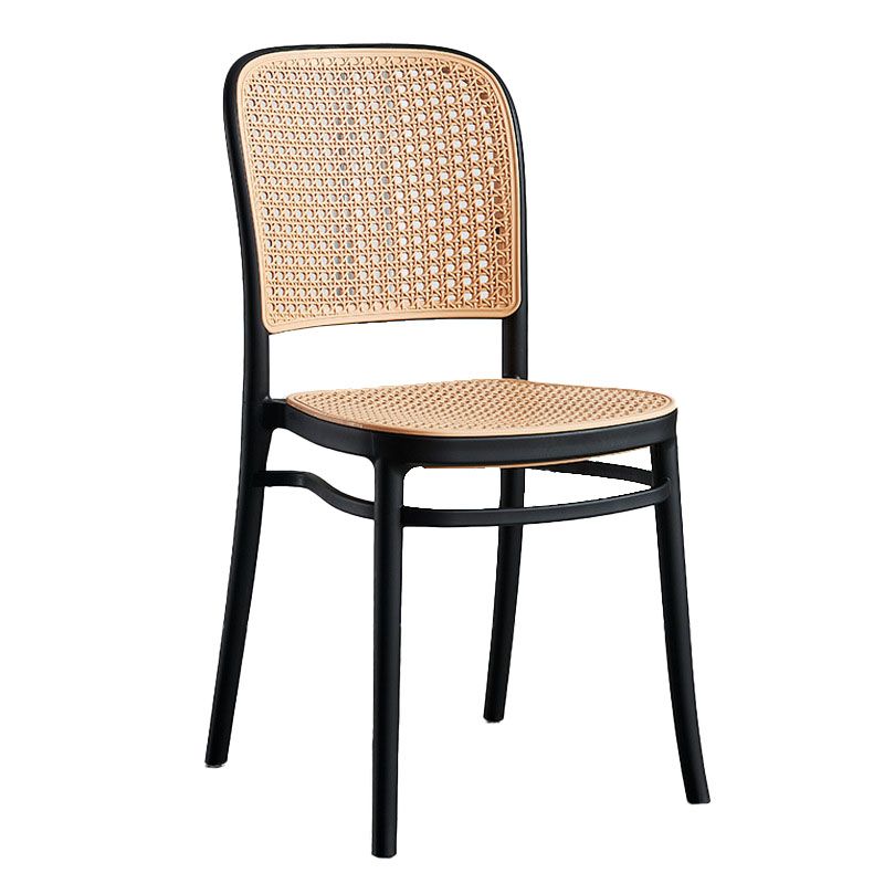 Contemporary Dining Side Chairs Matte Finish Plastic Open Back Chair