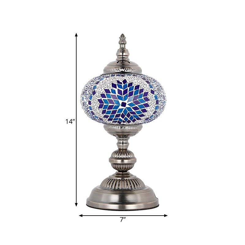 Lampada da comodino per camera da letto torre in vetro colorato mediterraneo 1 lampadina rossa/blu/gialla e blu