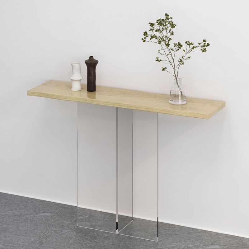 Solid Wood Rectangle Accent Table 31.5-inch Tall End Table with Acrylic Leg