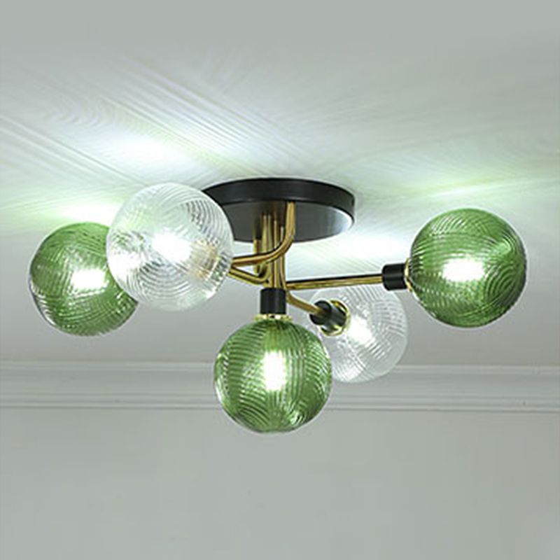 Glass Ball Shape Flush Mount Light Modern 5 Lights Flush Mount Ceiling Fixture