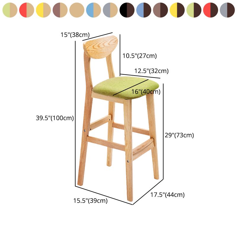 Scandinavian Matte Finish Upholstered Counter Height Stool Home Solid Wood Bar Stool