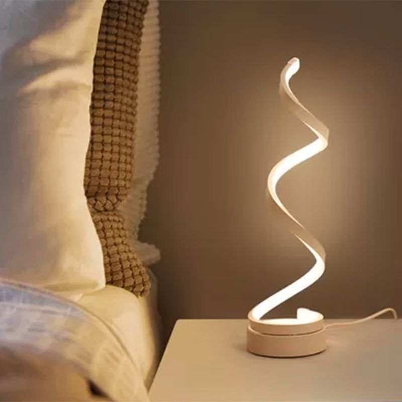 Metal Spiral Night Table Lamps Modern Style 1 Light Nightstand Lamp