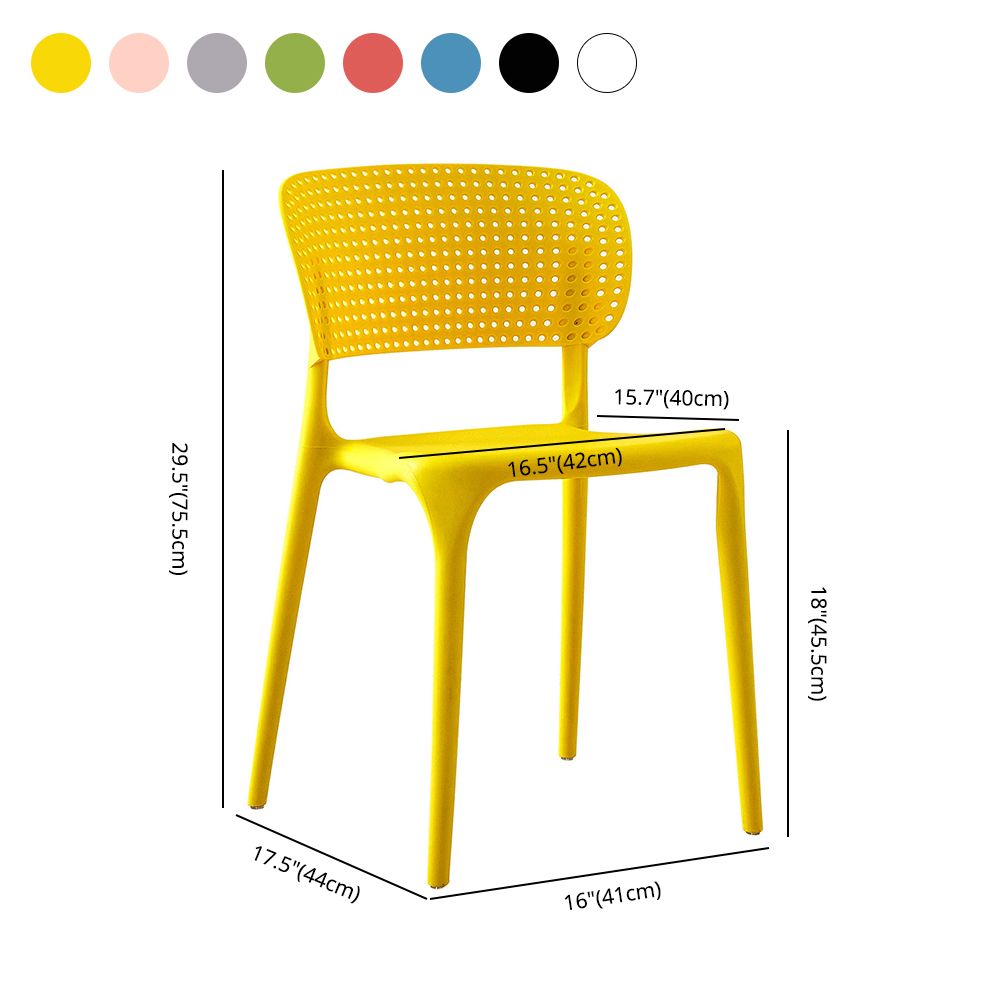 Chaises de salle à manger en plastique de style moderne, chaise de salle à manger empilable à dossier ouvert pour la cuisine