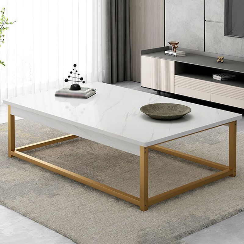 Modern Style Cocktail Table Artificial Wood Tabletop Iron Rectangular Coffee Table