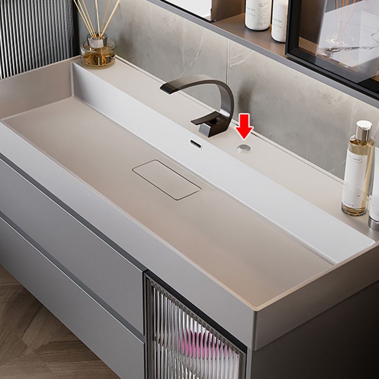 Contemporary Vanity Sink Wooden Wall-Mounted Bathroom Vanity Cabinet in Gray