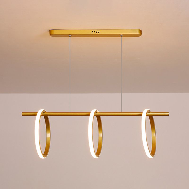 Modern Minimalism Linear Island Pendant Lighting LED Metal  Ring Island Ceiling Light for Living Room
