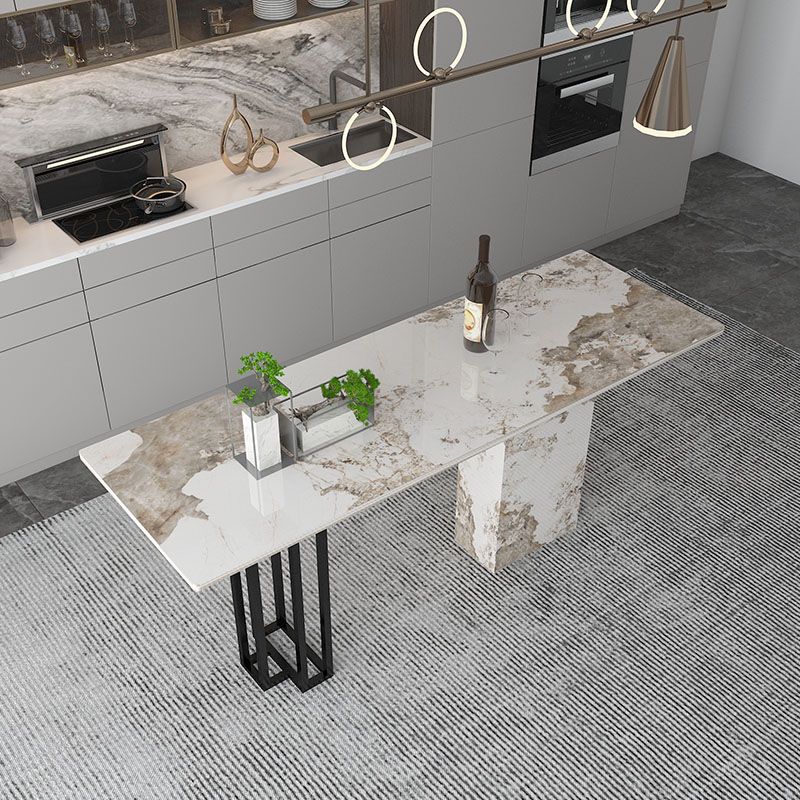 Double Pedestal Kitchen Counter Height Table Contemporary Rectangle Pub Table