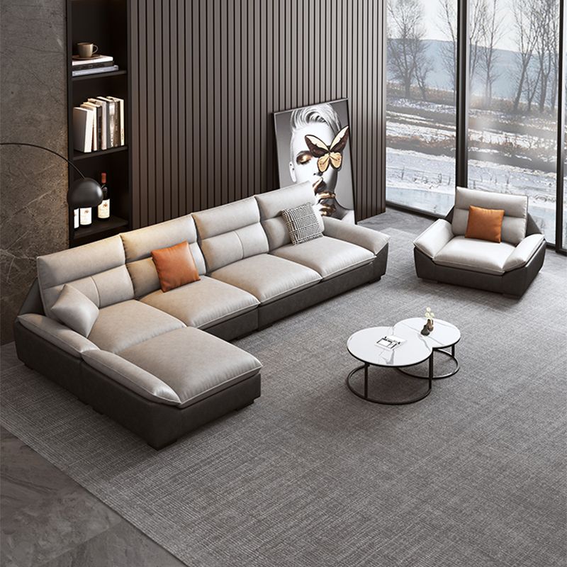 Flared Arm Sofa in White Stain/Water Resistant Sofa & Chaise