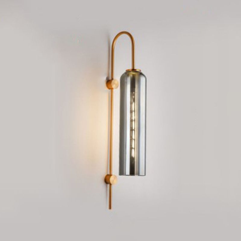Modern Style Cylinder Shape Wall Sconce Glass Sconce Lighting for Bedroom