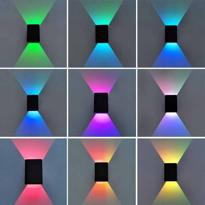 Simplicity Rectangular Aluminum LED Wall Lamp Remote Control RGB Light Indoor Ambiance Decorative Sconce Light