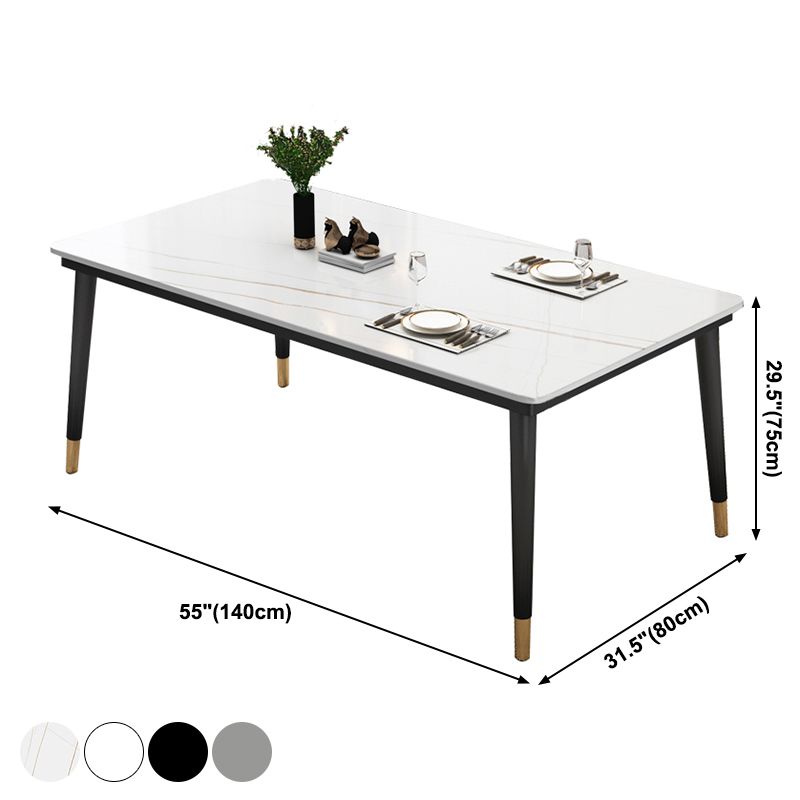 Industrial Style Home Sintered Stone Dining Table Rectangle Shape Table with 4 Legs Base