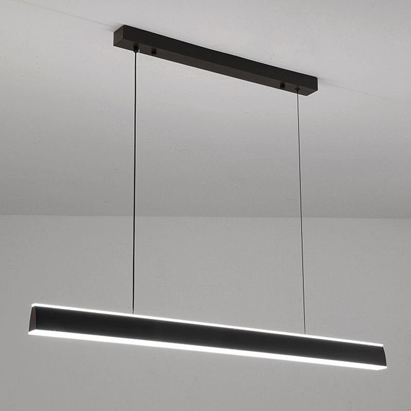 Linear Black Pendant Lighting Modern Metal Island Lighting for Dining Room