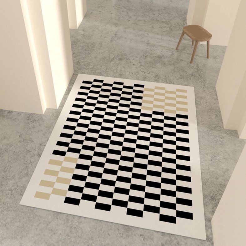 Multicolor Calming Indoor Rug Polyester Gingham Print Rug Easy Care Indoor Rug for Living Room